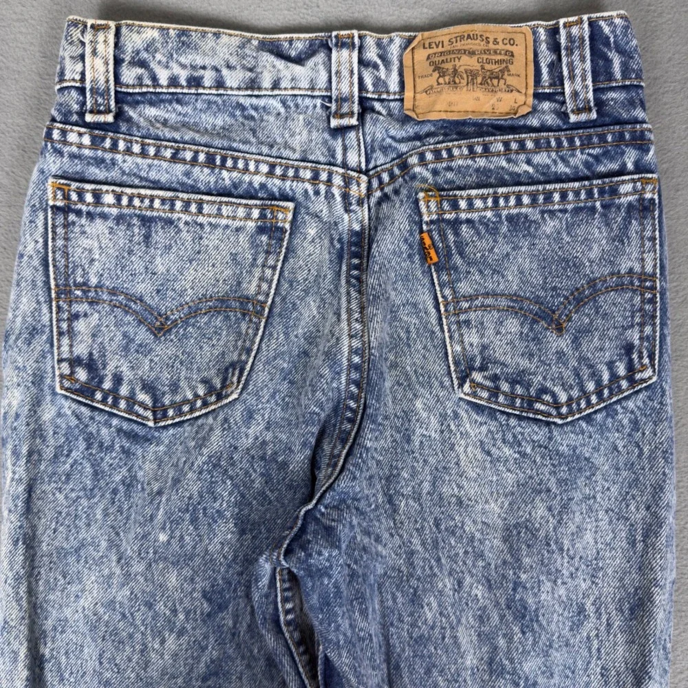 Vintage 80s Levis Student Fit Orange Tab Acid Wash‎ Jeans USA Made W26 L30